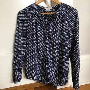 Boden navy blue mushroom print blouse.
